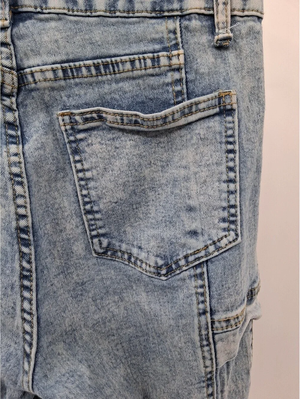 Your Cute Jeans Women 7 Light Blue Denim Acid Wash Mid Rise Stretch Cargo Casual